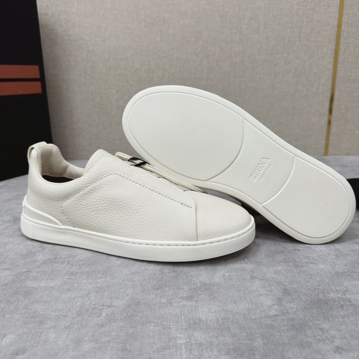 NIGO Ermenegildo Zegna Men's Solid Color Leather Fabric Simple Flat Casual Shoes #nigo77176