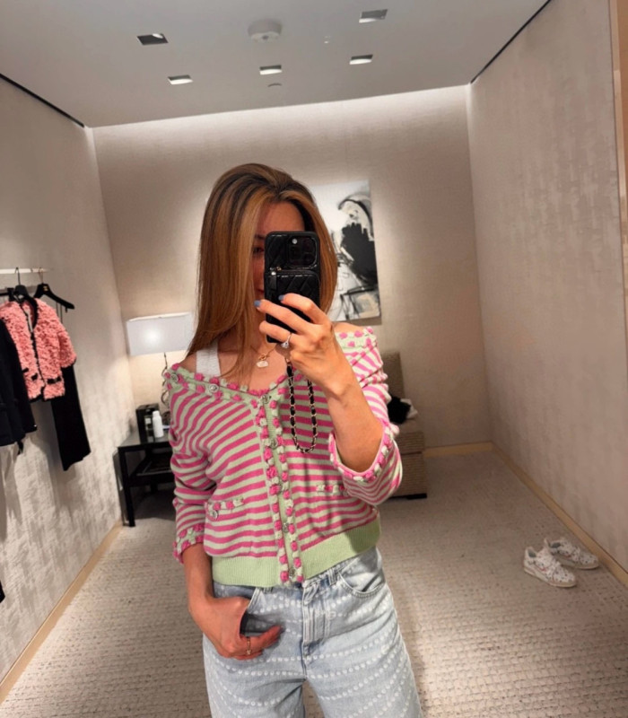 NIGO Chanel Women's Striped Button Spring Autumn Winter Cashmere Single Breasted Color Blocking Long Sleeve Cardigan Ngvp #nigo1686