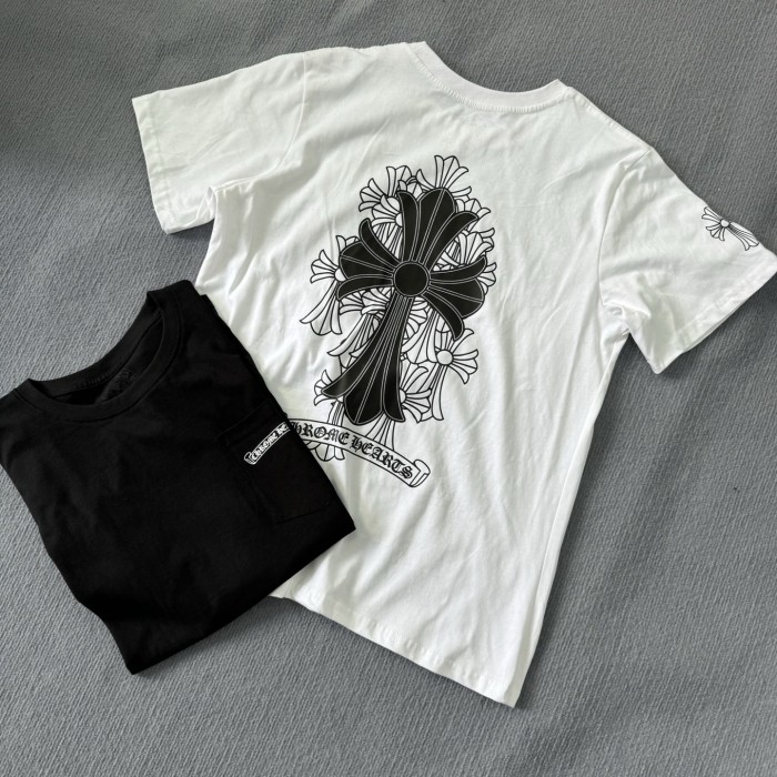 NIGO Chrome Hearts Men's Summer Solid Color Cross Print Round Neck Cotton Short Sleeve T-Shirt #nigo77171