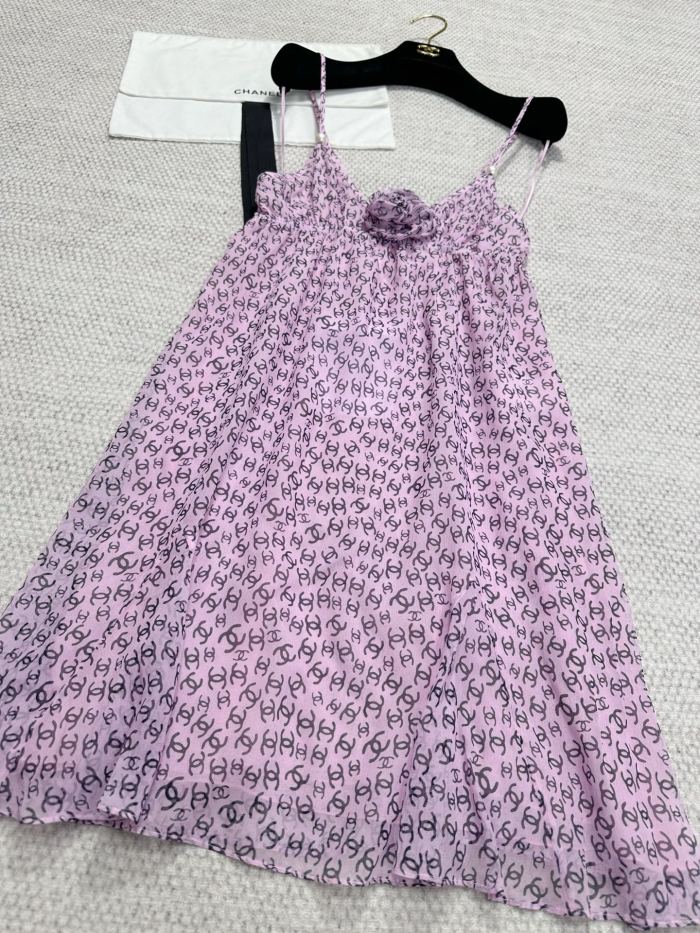 NIGO Chanel Women's Summer Solid Color Alphabet Spaghetti Strap Silk Dress #nigo77167