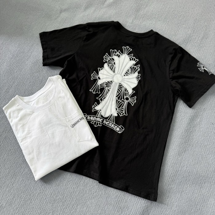 NIGO Chrome Hearts Men's Summer Solid Color Cross Print Round Neck Cotton Short Sleeve T-Shirt #nigo77171