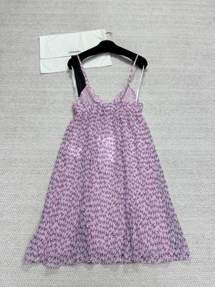 NIGO Chanel Women's Summer Solid Color Alphabet Spaghetti Strap Silk Dress #nigo77167
