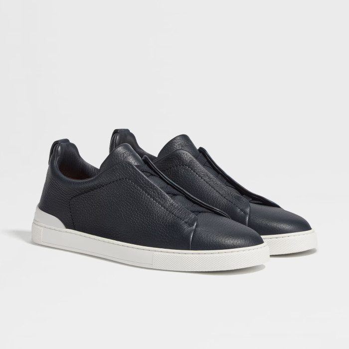 NIGO Ermenegildo Zegna Men's Solid Color Leather Fabric Simple Flat Casual Shoes #nigo77176