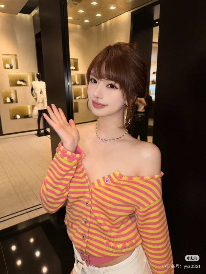 NIGO Chanel Women's Striped Button Spring Autumn Winter Cashmere Single Breasted Color Blocking Long Sleeve Cardigan Ngvp #nigo1686
