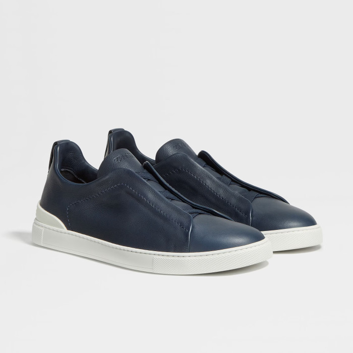 NIGO Ermenegildo Zegna Men's Solid Color Leather Fabric Simple Flat Casual Shoes #nigo77176