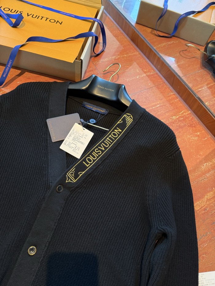 NIGO Louis Vuitton Men's Spring And Fall V-Neck Logo Embroidery Single-Breasted Long-Sleeved Solid Color Cotton Blend Cardigan #nigo81267