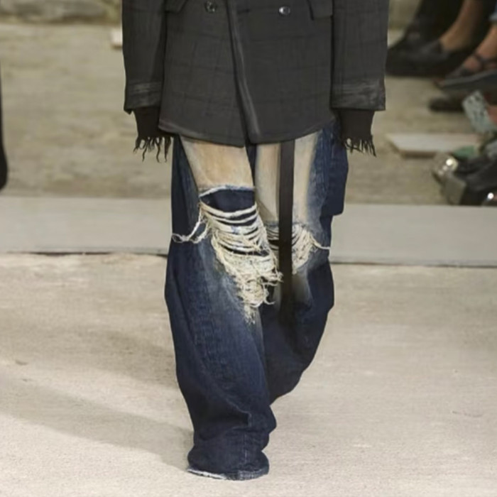 NIGO Vetements Men's Spring And Summer High-waisted Wide-leg Destruction Jeans Trend Retro Wide-leg Straight Pants Ngvp #nigo1714