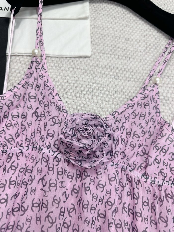 NIGO Chanel Women's Summer Solid Color Alphabet Spaghetti Strap Silk Dress #nigo77167