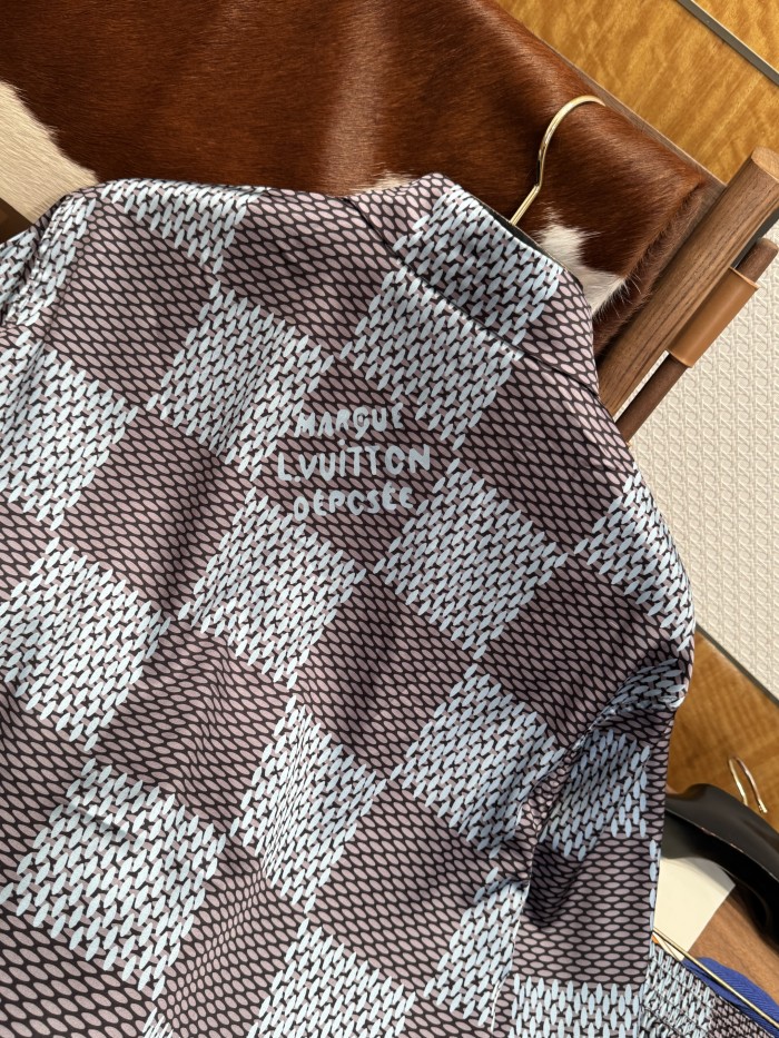 NIGO Louis Vuitton Men's Summer Solid Color Checkered Print Single-Breasted Short-Sleeved Shirt and Casual Shorts Set Suit #nigo77177