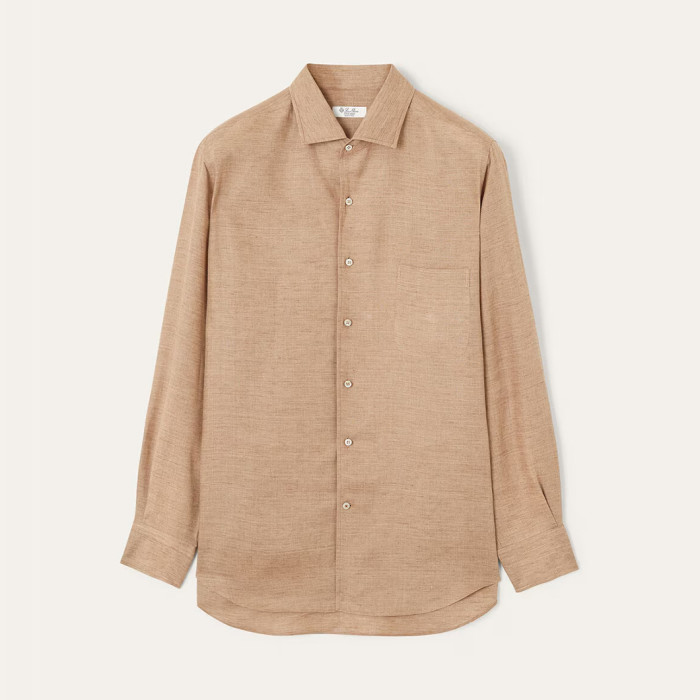 NIGO Loro Piana Men's Spring And Summer Solid Color André Shirt Lapel Single-breasted Linen Shirt Ngvp #nigo7962