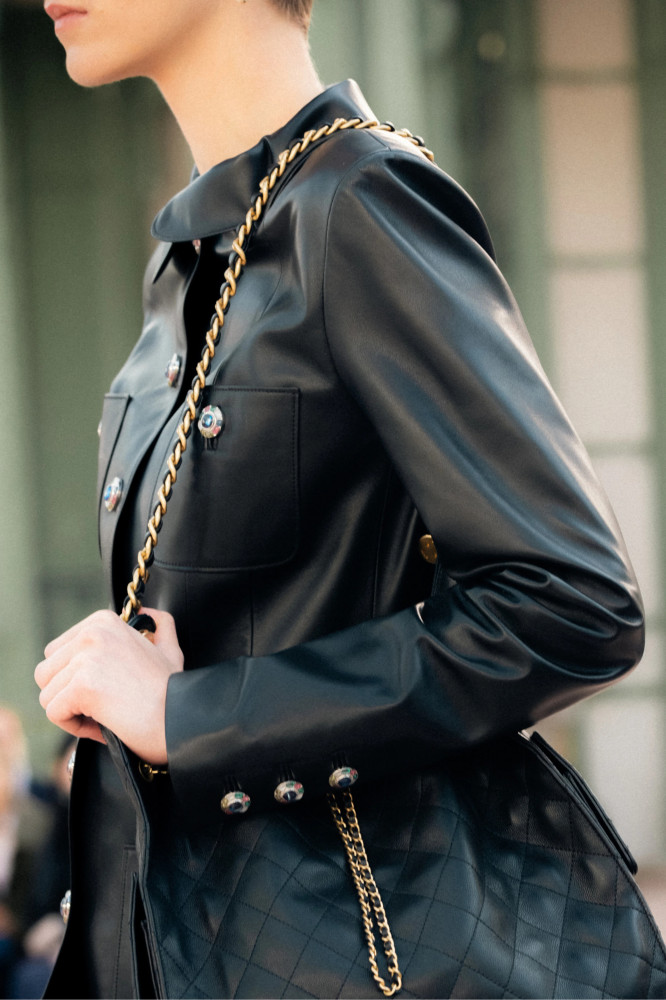 NIGO Chanel Women's Spring And Autumn Sheepskin Solid Color Four Pockets Single-Breasted Lapel Long-Sleeved Leather Coat Jacket #nigo81268