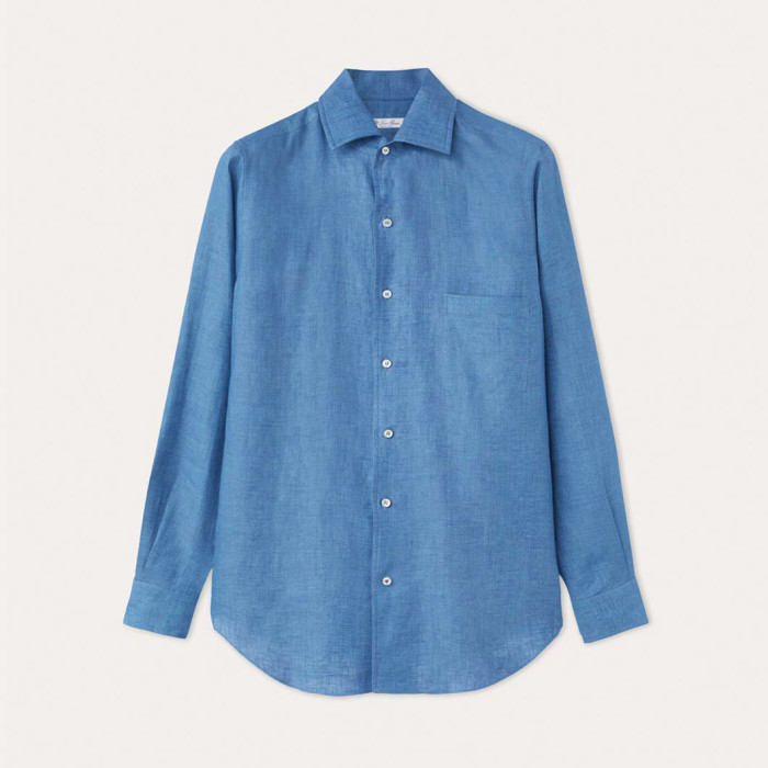 NIGO Loro Piana Men's Spring And Summer Solid Color André Shirt Lapel Single-breasted Linen Shirt Ngvp #nigo7962