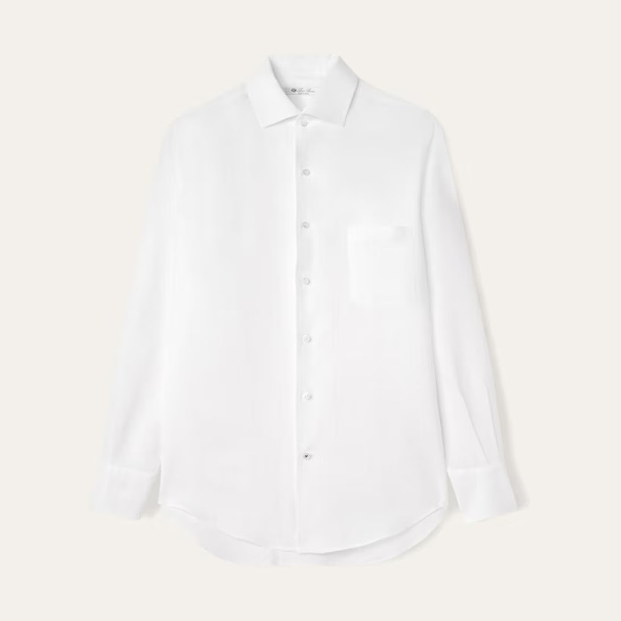 NIGO Loro Piana Men's Spring And Summer Solid Color André Shirt Lapel Single-breasted Linen Shirt Ngvp #nigo7962