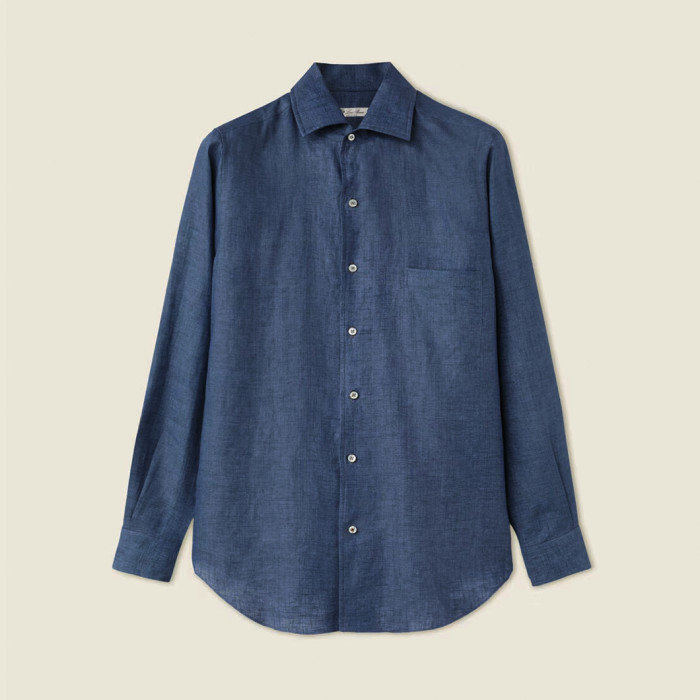 NIGO Loro Piana Men's Spring And Summer Solid Color André Shirt Lapel Single-breasted Linen Shirt Ngvp #nigo7962