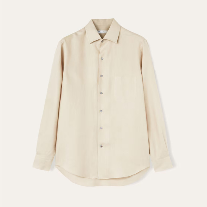 NIGO Loro Piana Men's Spring And Summer Solid Color André Shirt Lapel Single-breasted Linen Shirt Ngvp #nigo7962