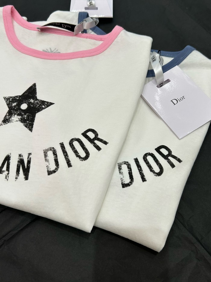 NIGO Dior Women's Summer Solid Color Letter Print Round Neck Cotton Short Sleeve T-Shirt #nigo77191