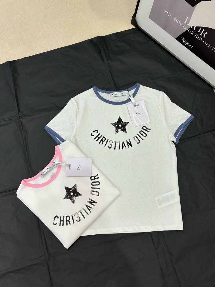 NIGO Dior Women's Summer Solid Color Letter Print Round Neck Cotton Short Sleeve T-Shirt #nigo77191