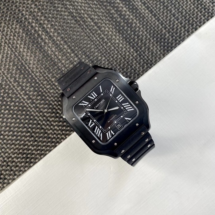 NIGO Cartier SANTOS DE CARTIER Men's Automatic Mechanical Movement 100m Water Resistant Date Display 40 mm Black Mechanical Watch #nigo77182
