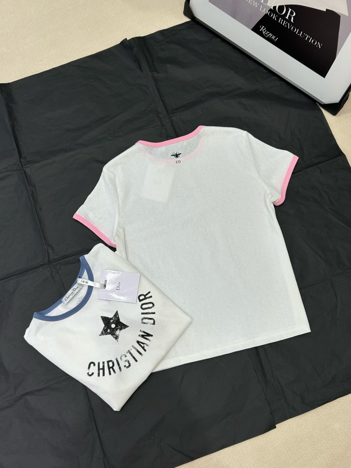 NIGO Dior Women's Summer Solid Color Letter Print Round Neck Cotton Short Sleeve T-Shirt #nigo77191
