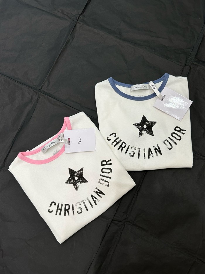 NIGO Dior Women's Summer Solid Color Letter Print Round Neck Cotton Short Sleeve T-Shirt #nigo77191