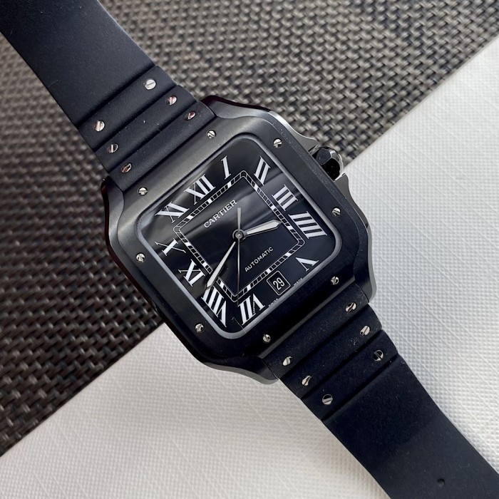 NIGO Cartier SANTOS DE CARTIER Men's Automatic Mechanical Movement 100m Water Resistant Date Display 40 mm Black Mechanical Watch #nigo77182
