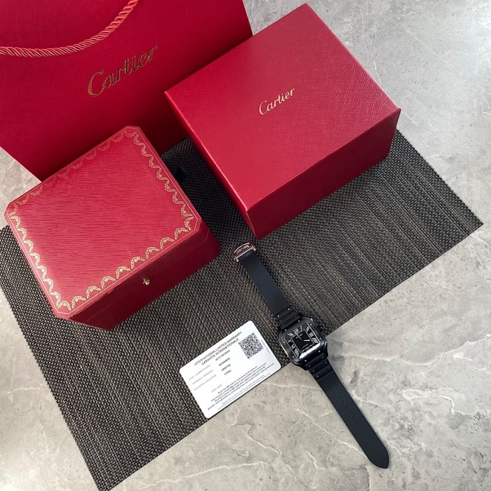 NIGO Cartier SANTOS DE CARTIER Men's Automatic Mechanical Movement 100m Water Resistant Date Display 40 mm Black Mechanical Watch #nigo77182