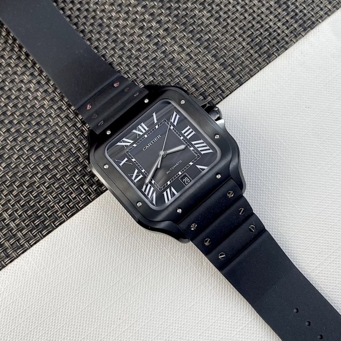 NIGO Cartier SANTOS DE CARTIER Men's Automatic Mechanical Movement 100m Water Resistant Date Display 40 mm Black Mechanical Watch #nigo77182