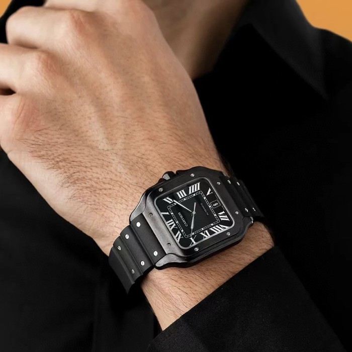 NIGO Cartier SANTOS DE CARTIER Men's Automatic Mechanical Movement 100m Water Resistant Date Display 40 mm Black Mechanical Watch #nigo77182