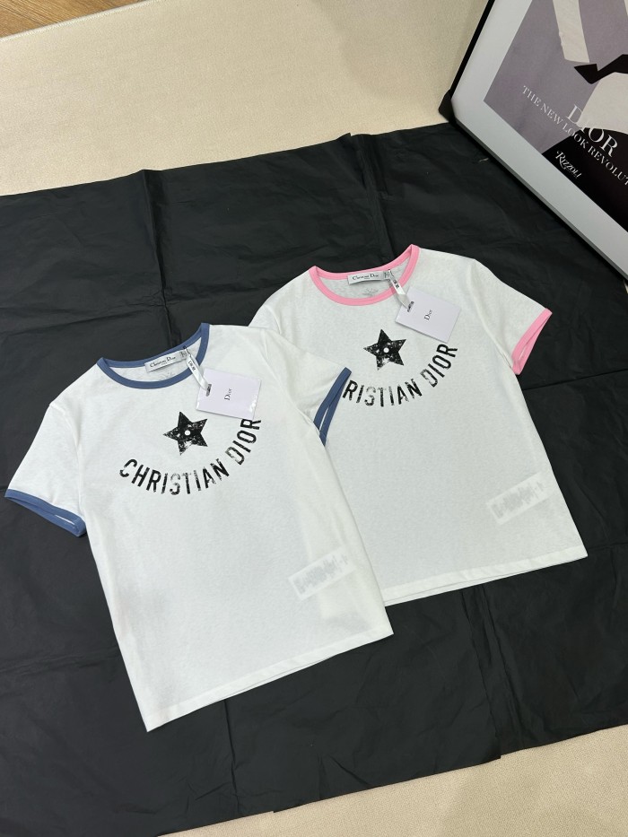 NIGO Dior Women's Summer Solid Color Letter Print Round Neck Cotton Short Sleeve T-Shirt #nigo77191