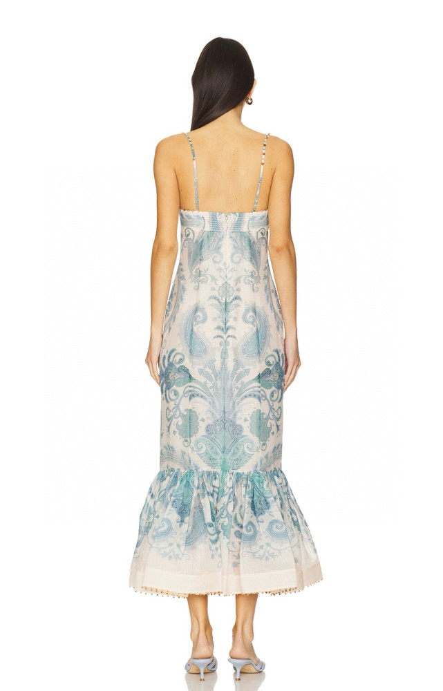 NIGO Zimmermann Women's Summer Floral Patterned Sleeveless Strapless Linen Fabric Slim-fit Dress #nigo77181
