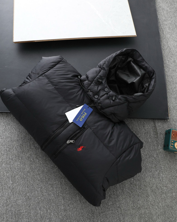 NIGO Ralph Lauren Men's Winter Solid Color Embroidered Logo Print Hooded Zipper Long Sleeve Puffer Down Jacket #nigo77217