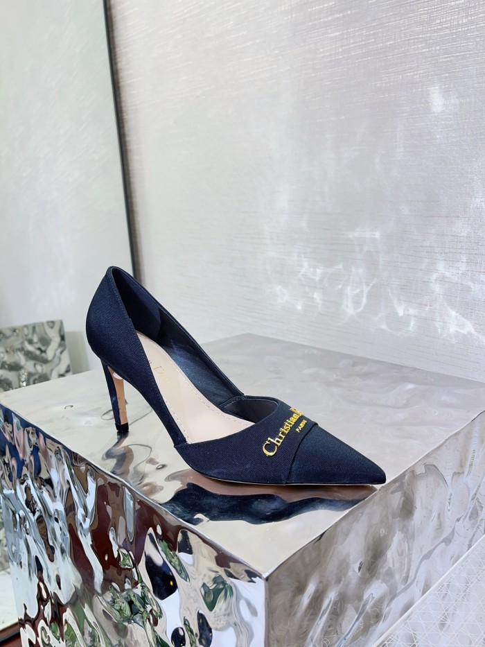 NIGO Escarpin My Dior Women's Summer Gold Letter Print Solid Color Cowhide Pointed Toe 8cm High Heel Shoes #nigo77215