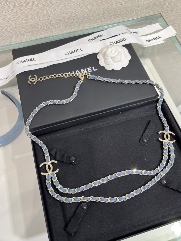 NIGO Chanel Women's Two Tone Cross Design Chain Double C Waist Chain Belt Accessories #nigo77196