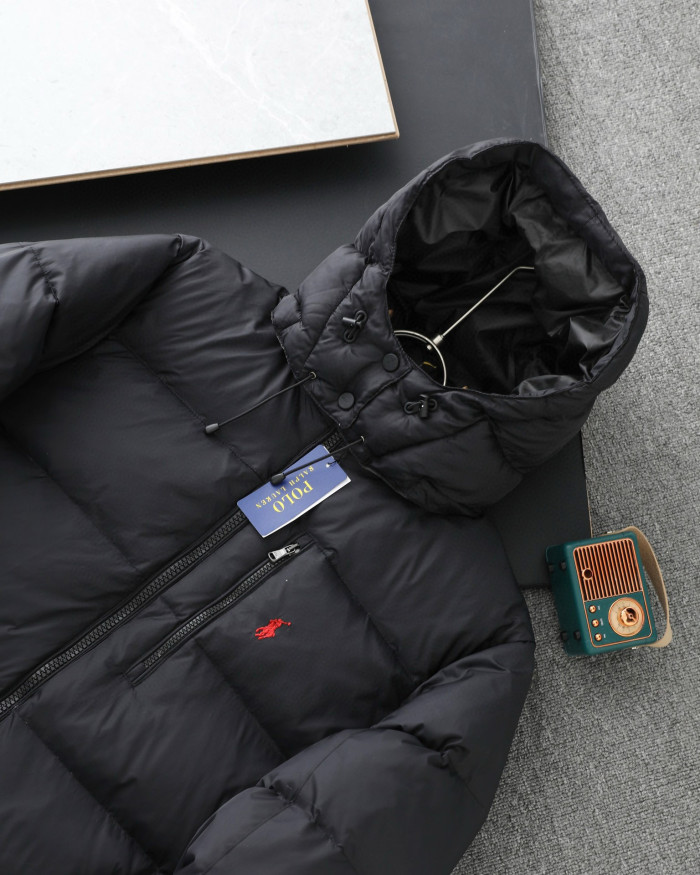 NIGO Ralph Lauren Men's Winter Solid Color Embroidered Logo Print Hooded Zipper Long Sleeve Puffer Down Jacket #nigo77217