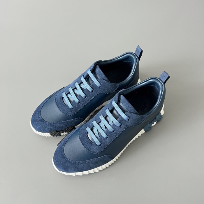 NIGO Hermes Bouncing Sneakers Men's Solid Color Leather and Suede Mesh Low-Top Lace-Up Shoes #nigo77212