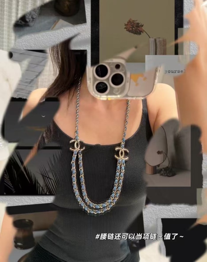 NIGO Chanel Women's Two Tone Cross Design Chain Double C Waist Chain Belt Accessories #nigo77196
