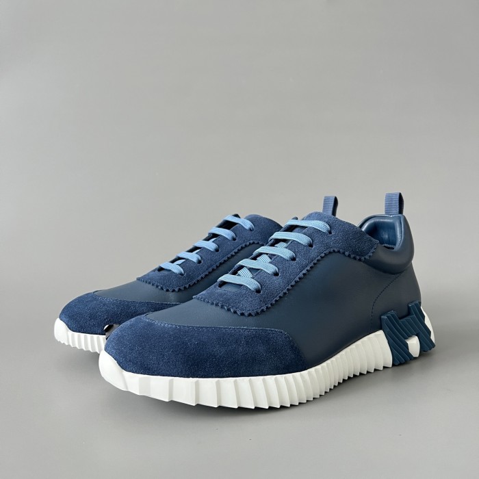 NIGO Hermes Bouncing Sneakers Men's Solid Color Leather and Suede Mesh Low-Top Lace-Up Shoes #nigo77212
