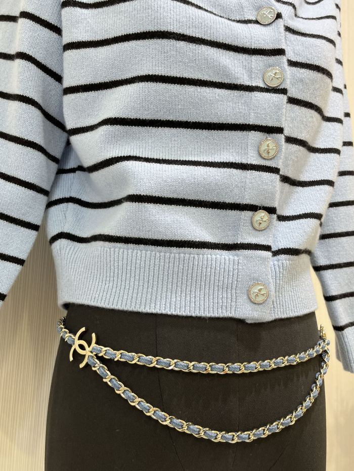 NIGO Chanel Women's Two Tone Cross Design Chain Double C Waist Chain Belt Accessories #nigo77196