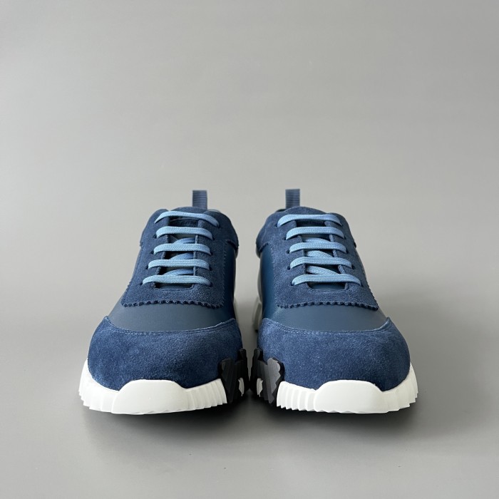 NIGO Hermes Bouncing Sneakers Men's Solid Color Leather and Suede Mesh Low-Top Lace-Up Shoes #nigo77212