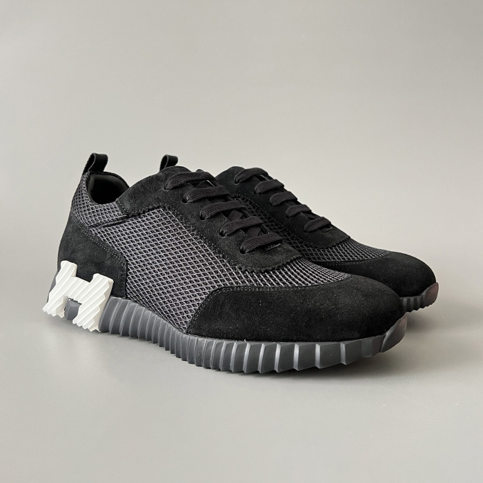 NIGO Hermes Bouncing Sneakers Men's Solid Color Leather and Suede Mesh Low-Top Lace-Up Shoes #nigo77212