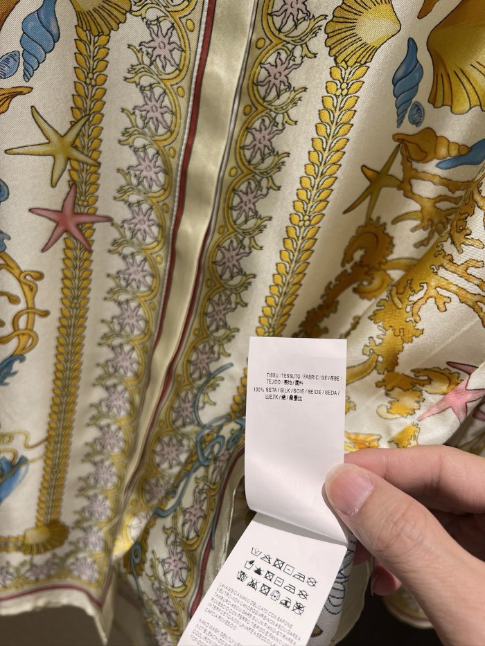 NIGO Versace Women's Summer Starfish Shell Pattern Printed Single Breasted Long Sleeved Silk Shirt And Casual Pants Set Suit #nigo77192