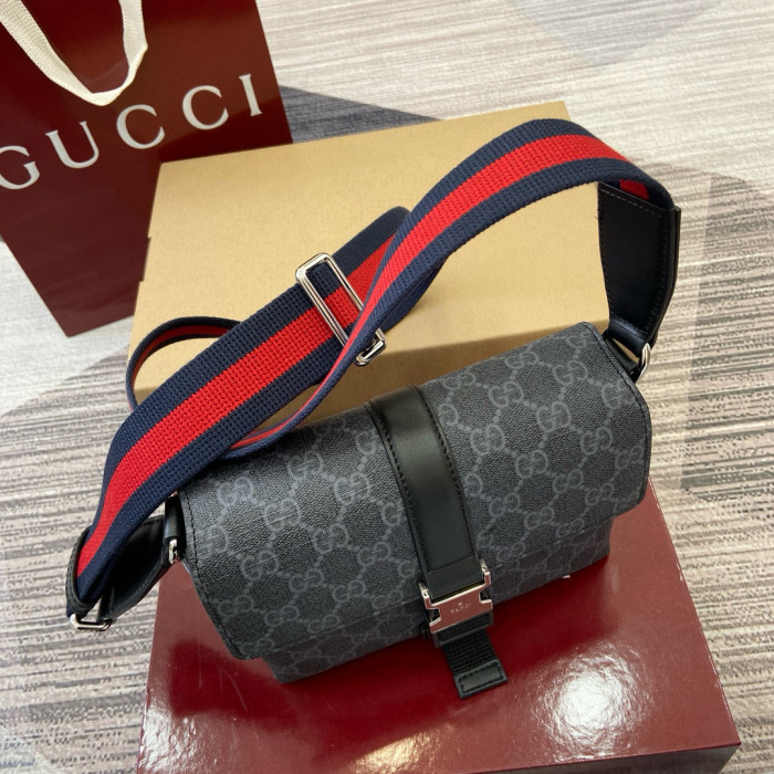 NIGO Gucci Men's Adjustable Shoulder Strap Solid Color Letter Print Buckle Closure Single Shoulder Crossbody Bag Bags #nigo77194
