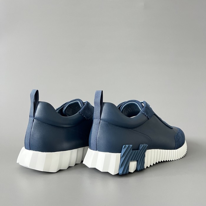 NIGO Hermes Bouncing Sneakers Men's Solid Color Leather and Suede Mesh Low-Top Lace-Up Shoes #nigo77212