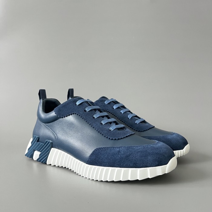 NIGO Hermes Bouncing Sneakers Men's Solid Color Leather and Suede Mesh Low-Top Lace-Up Shoes #nigo77212