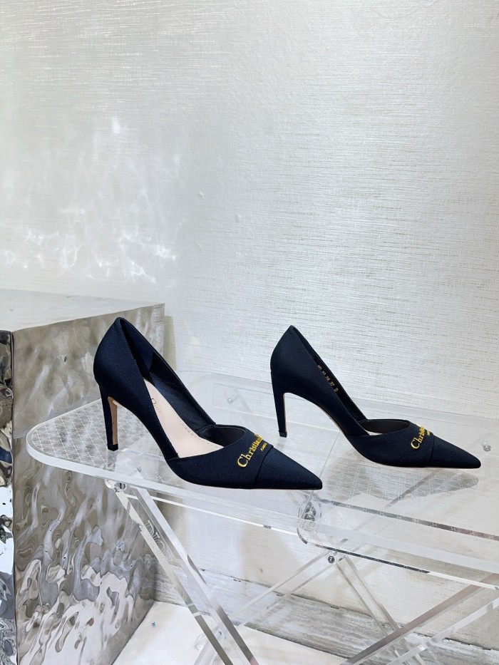 NIGO Escarpin My Dior Women's Summer Gold Letter Print Solid Color Cowhide Pointed Toe 8cm High Heel Shoes #nigo77215