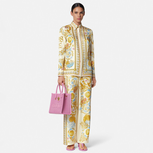 NIGO Versace Women's Summer Starfish Shell Pattern Printed Single Breasted Long Sleeved Silk Shirt And Casual Pants Set Suit #nigo77192