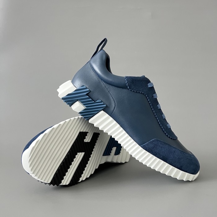 NIGO Hermes Bouncing Sneakers Men's Solid Color Leather and Suede Mesh Low-Top Lace-Up Shoes #nigo77212