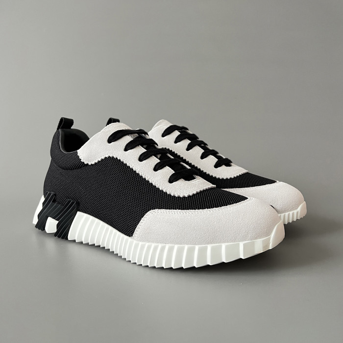 NIGO Hermes Bouncing Sneakers Men's Solid Color Leather and Suede Mesh Low-Top Lace-Up Shoes #nigo77212
