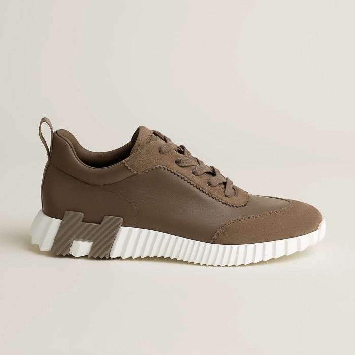 NIGO Hermes Bouncing Sneakers Men's Solid Color Leather and Suede Mesh Low-Top Lace-Up Shoes #nigo77212