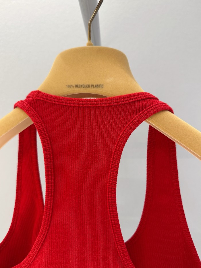 NIGO MiuMiu Women's Summer Seamless Racerback Top Elastic Jacquard Short Solid Color Cotton Sleeveless Vest #nigo81272